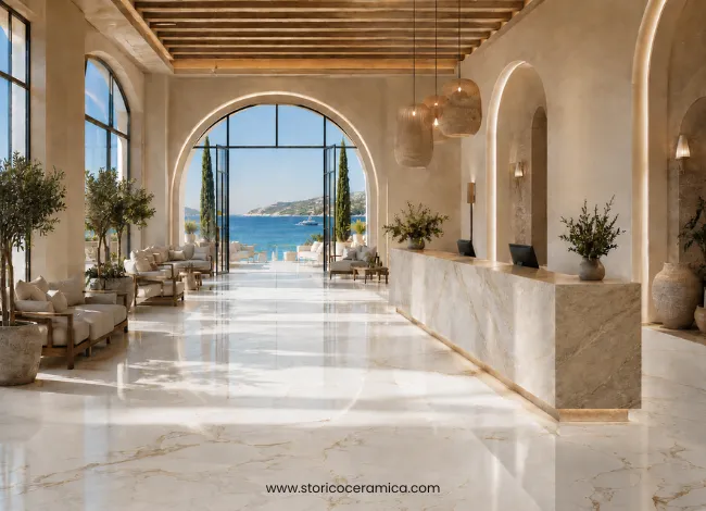 Why Large Format Porcelain Tiles Are Popular in Greek Hospitality Projects